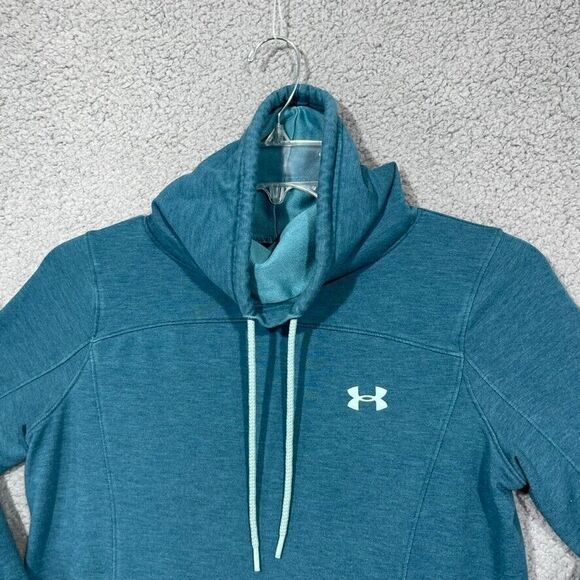 Under Armour Sweatshirt Womens Medium Green‎ Funnel Neck Loose Pullover Sweater - Picture 3 of 14